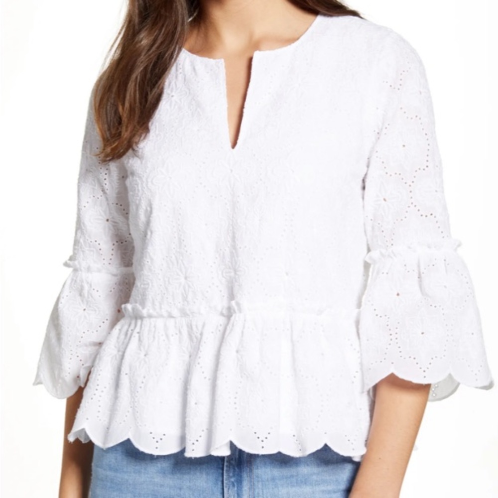 Vineyard Vines Island Eyelet Peplum Top